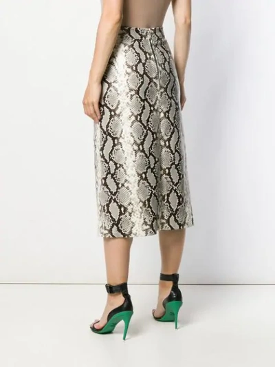 Shop Dsquared2 Python Print Midi Skirt In Neutrals