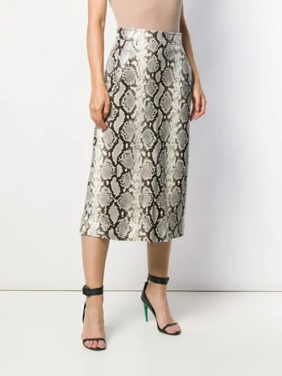 Shop Dsquared2 Python Print Midi Skirt In Neutrals