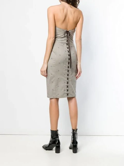 Pre-owned Jean Paul Gaultier Vintage 1985 Striped Bustier Dress In Brown
