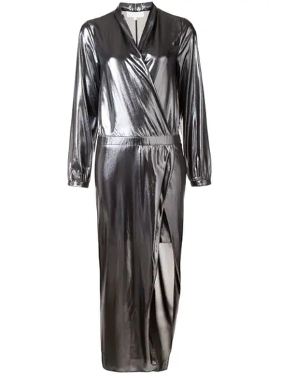 Shop Michelle Mason Metallic Wrap Dress