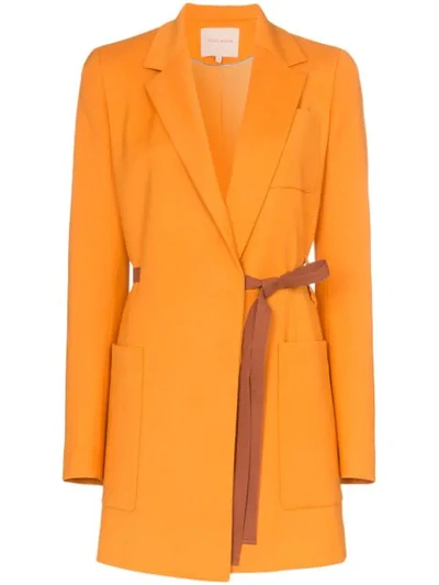 Shop Roksanda Bleyda Ribbon Tie Wrap Blazer Jacket In Orange