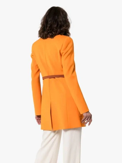 Shop Roksanda Bleyda Ribbon Tie Wrap Blazer Jacket In Orange