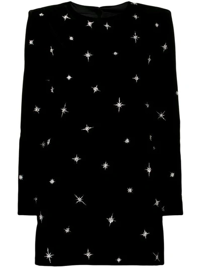 Shop Saint Laurent Sequin Embroidered Star Dress In Black