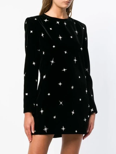 Shop Saint Laurent Sequin Embroidered Star Dress In Black