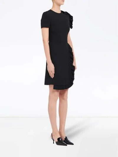 Shop Prada Ruched Detail Mini Dress In Black