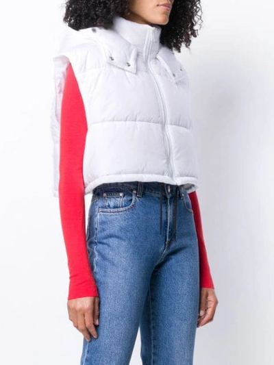 Shop Msgm Cropped Padded Gilet In White
