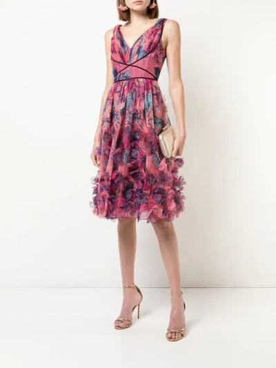 Shop Marchesa Notte 3d Floral Embroidered Cocktail Dress In Pink