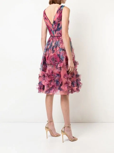 Shop Marchesa Notte 3d Floral Embroidered Cocktail Dress In Pink