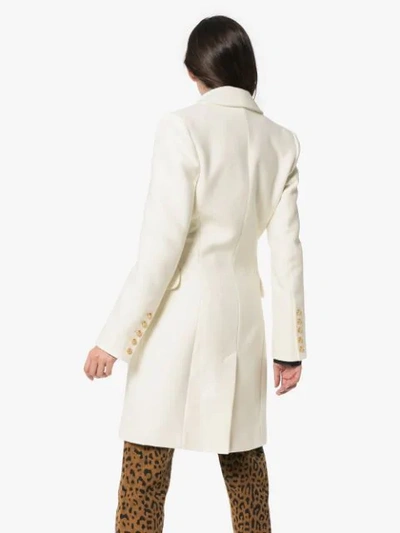 Shop Balmain Double Breasted Cashmere Blend Coat In White