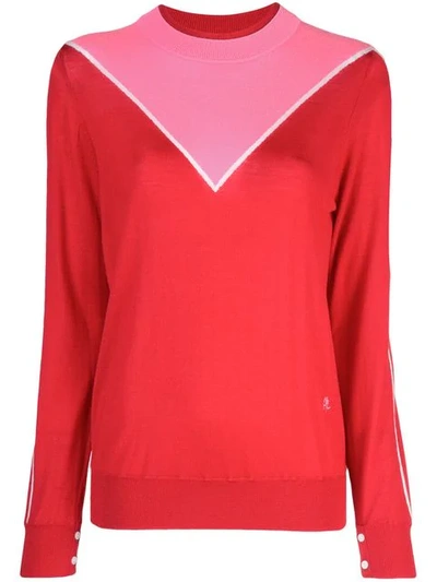 Shop Adam Lippes Colour Block Sweater In Red