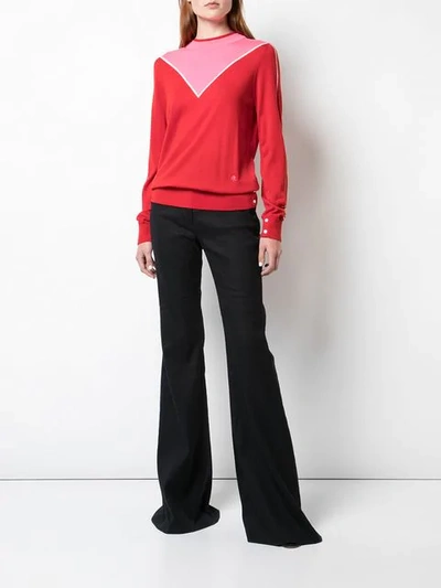 Shop Adam Lippes Colour Block Sweater In Red