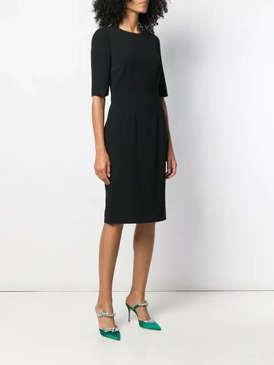 Shop Dolce & Gabbana Fitted Midi Dress In Black