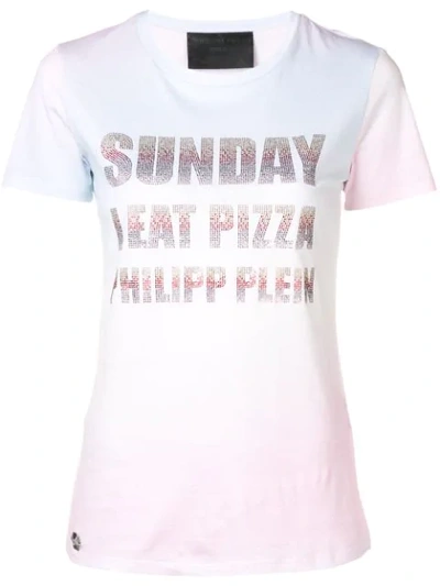 Shop Philipp Plein Sunday I Eat Pizza T-shirt In Pink