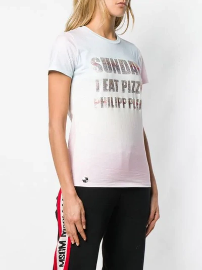 Shop Philipp Plein Sunday I Eat Pizza T-shirt In Pink