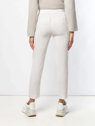 Shop Vince Cropped Slim Fit Trousers In Neutrals