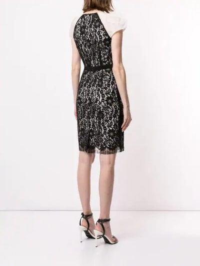 Shop Paule Ka Lace-detail Fitted Dress In Black