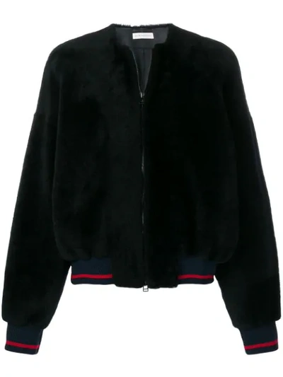 Shop Inès & Maréchal Shearling Bomber Jacket In Blue