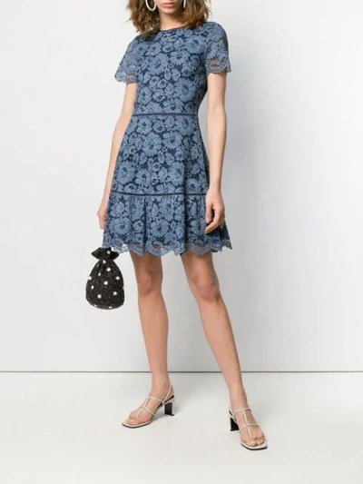 Shop Michael Michael Kors Floral Lace Dress In Blue