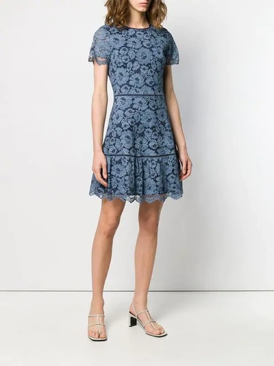 Shop Michael Michael Kors Floral Lace Dress In Blue