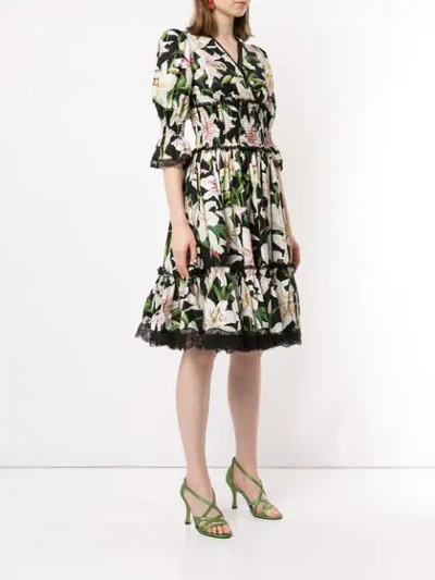 Shop Dolce & Gabbana Lily Print Dress In Multicolour