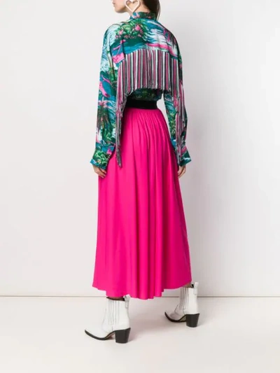 Shop Msgm Flared Midi Skirt In Pink