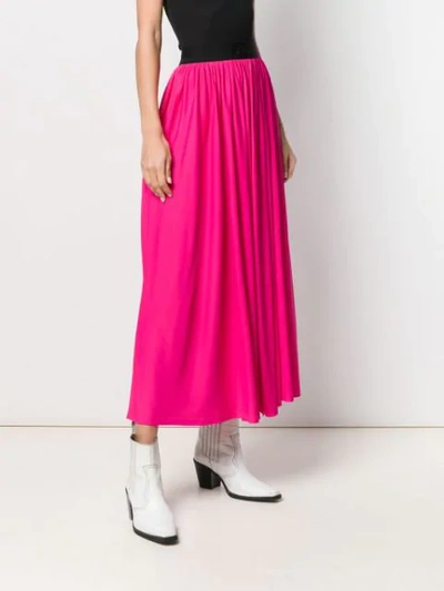 Shop Msgm Flared Midi Skirt In Pink