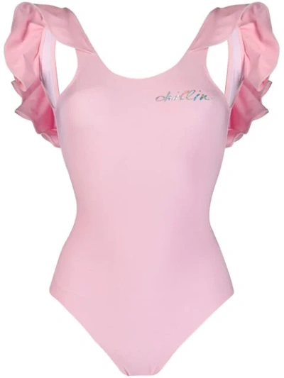 Shop Natasha Zinko Frill-embellished Swimsuit - Pink
