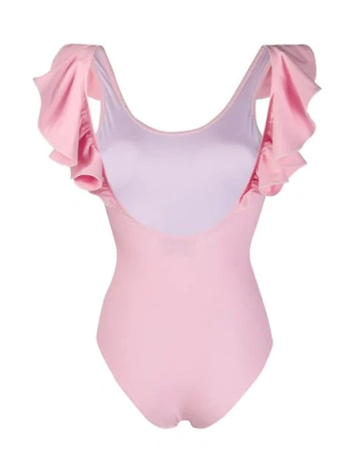Shop Natasha Zinko Frill-embellished Swimsuit - Pink