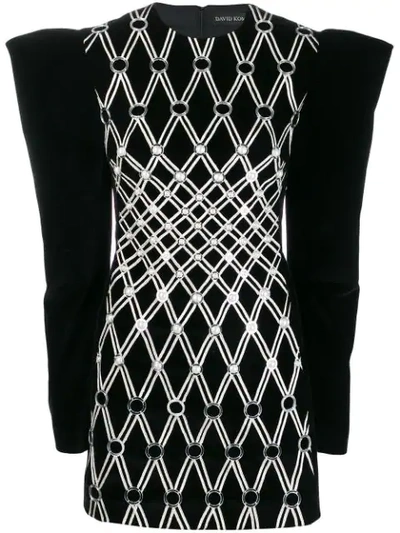 DAVID KOMA EMBELLISHED MINI DRESS - 黑色