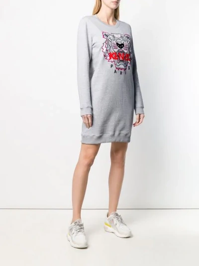 Shop Kenzo Tiger Sweatshirt Dress In Grey