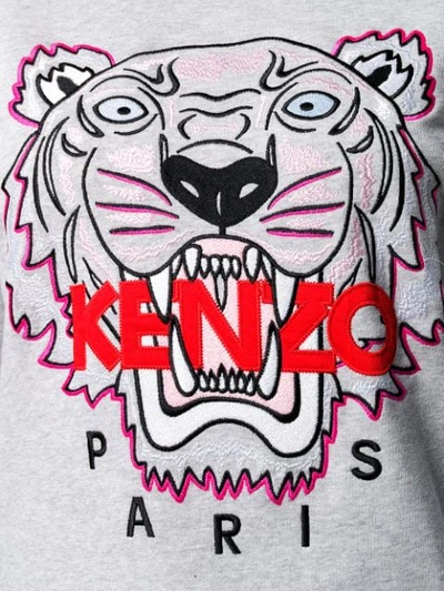 Shop Kenzo Tiger Sweatshirt Dress In Grey