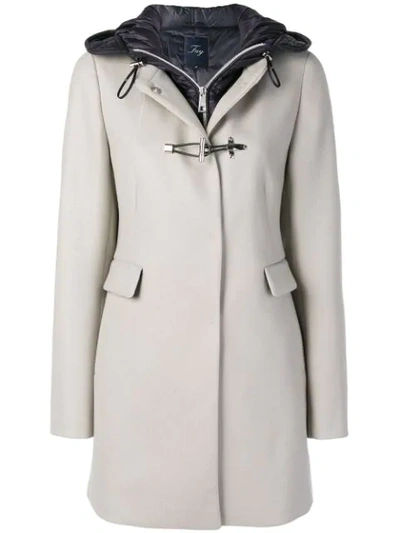 Shop Fay Contrast Hood Toggle Coat - Grey