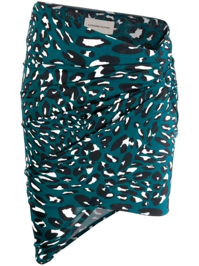 Shop Alexandre Vauthier Leopard Print Mini Skirt In Blue