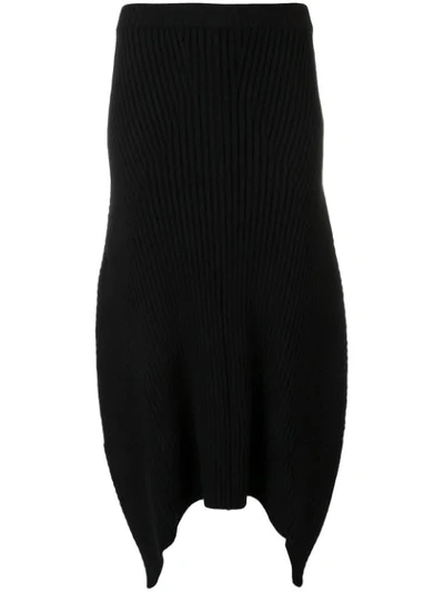 Shop Givenchy Ribbed Asymmetric Skirt In Black