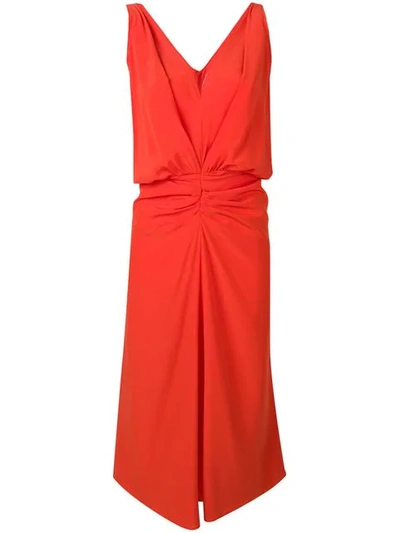 Shop Aspesi Empire Line Ruffled Dress In Orange