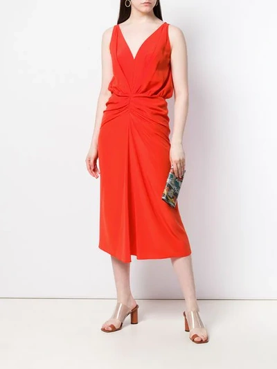 Shop Aspesi Empire Line Ruffled Dress In Orange