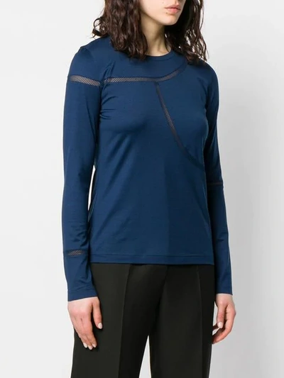 Shop Akris Punto Fitted T-shirt With Net Detailing In Blue
