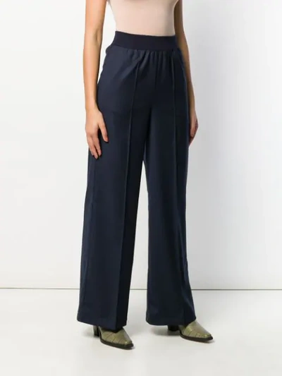 Shop Semicouture Wide Leg Tailored Trousers In Blue