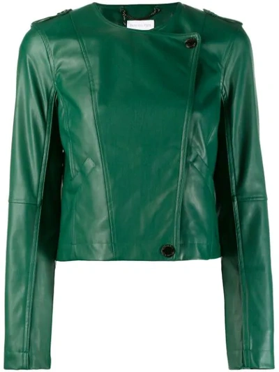 Shop Patrizia Pepe Moto Jacket In Green
