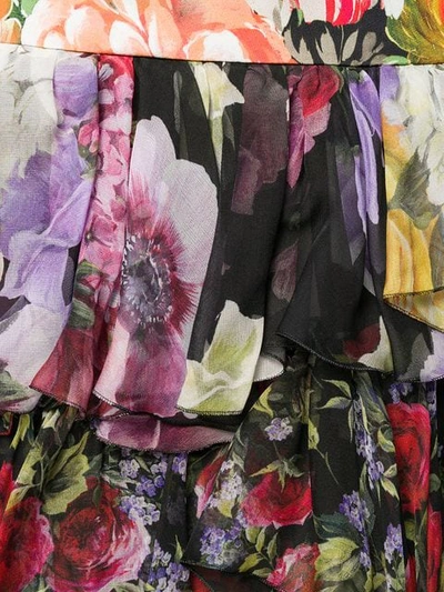 Shop Dolce & Gabbana Short Floral Ruffled Skirt In Black