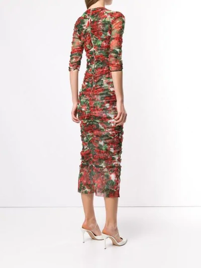 Shop Dolce & Gabbana Portofino Print Tulle Midi Dress In Red