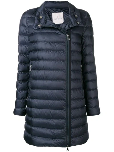 Shop Moncler Zipped Padded Coat In Blue