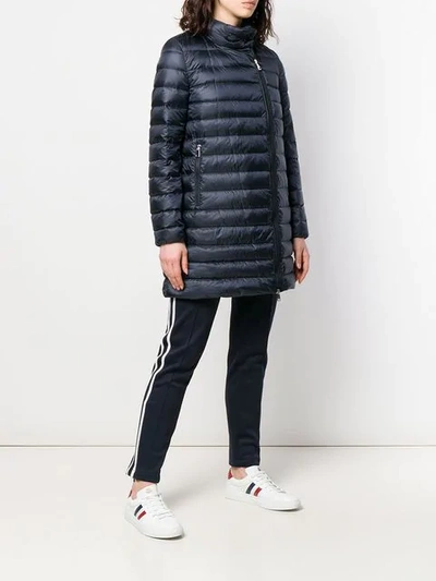 Shop Moncler Zipped Padded Coat In Blue