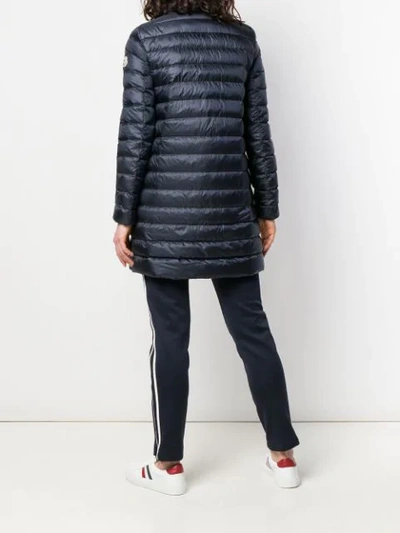 Shop Moncler Zipped Padded Coat In Blue