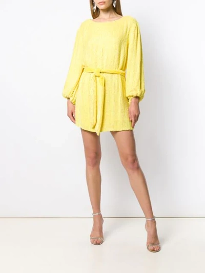 Shop Retroféte Sequined Mini Dress In Yellow