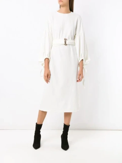 Shop Framed Rush Midi Belted Dress - White