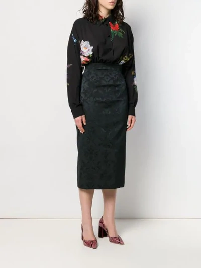 Shop Antonio Marras Floral Shirt Dress In Black