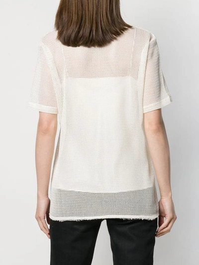 Shop Saint Laurent Sheer Knitted Top In White