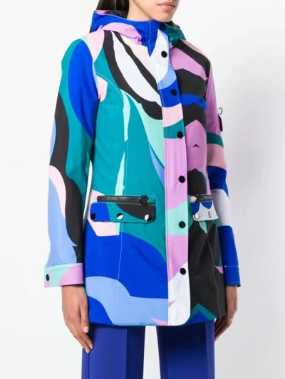 Shop Emilio Pucci Colour-block Fitted Coat In Blue