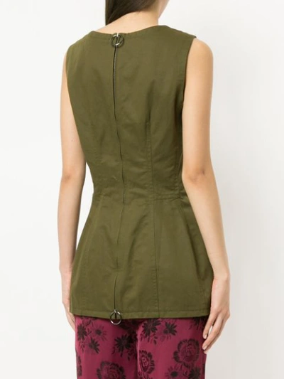 Shop Marni Sleeveless Peplum Blouse In Green